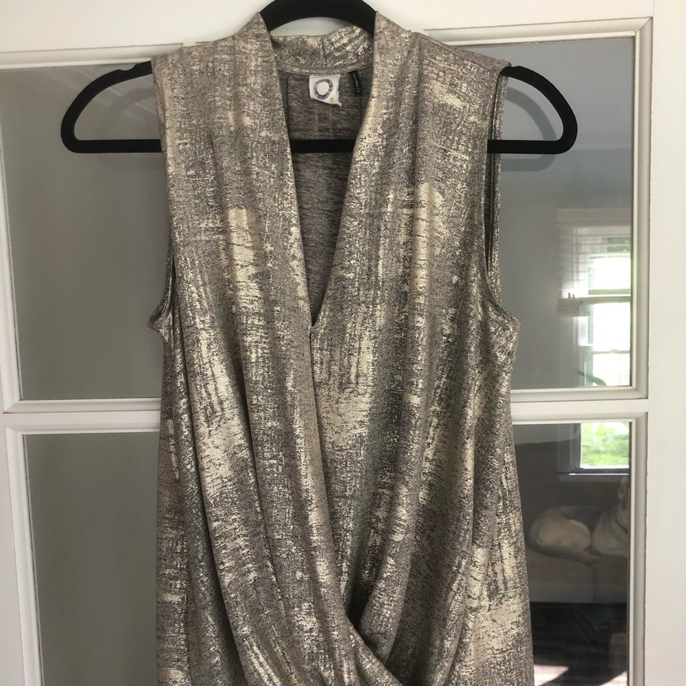 Anthropologie Gold Shimmer Sleeveless Shirt